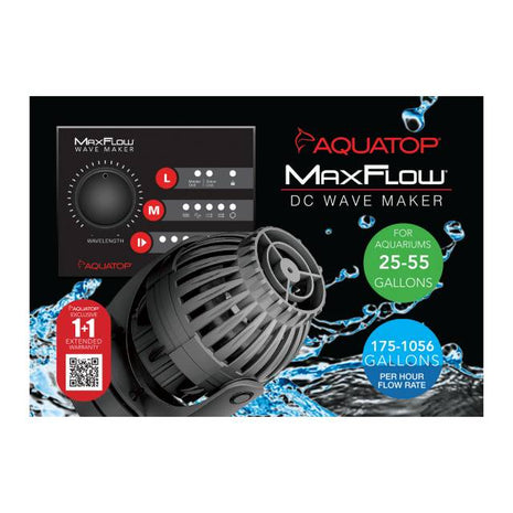 MaxFlow MWV-1000 DC Wavemaker Pump w/ Controller, 1057 GPH, Wirelessly connect 2 or more units