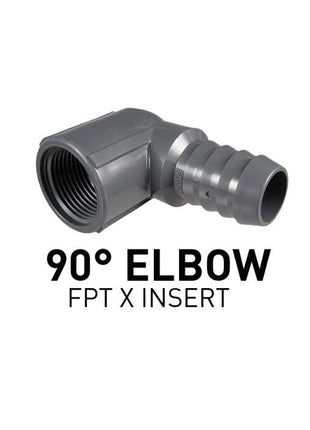 Lifegard Barbed Insert Adapter 90 Degree - FPT x Insert Elbow - Aquatica Aquarium Gallery Fish Store Cleveland Ohio