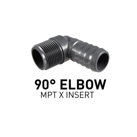 Lifegard Barbed Insert Adapter 90 Degree - MPT x Insert Elbow - Aquatica Aquarium Gallery Fish Store Cleveland Ohio